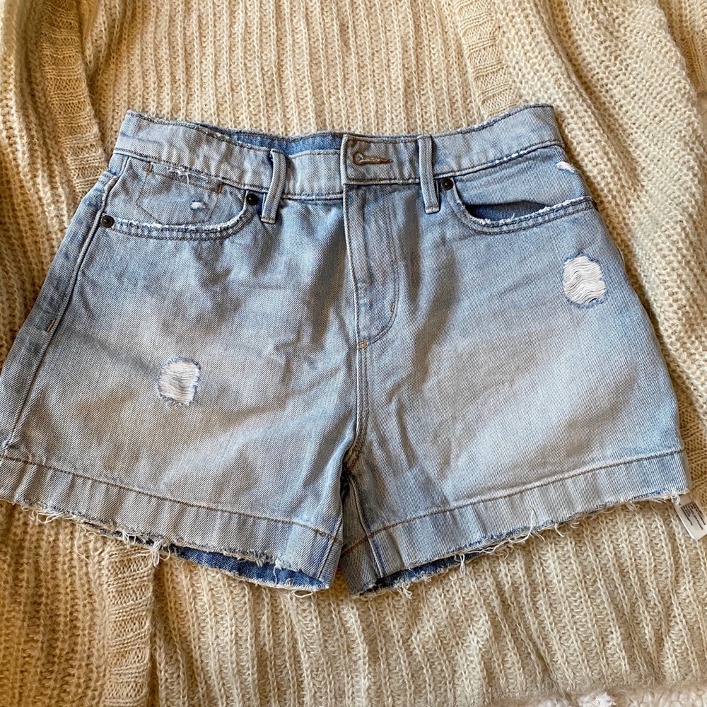 Loft high waisted light wash denim shorts